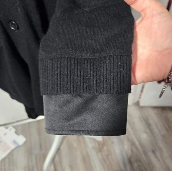 Zara X Steven Meisel Mixed Knit Cardigan Black Oversized Sz Small 100% Silk - Picture 7 of 16